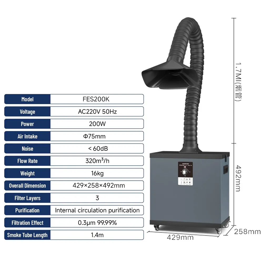 KNOKOO 200W Filtro de Poeira I - Industrial Laser Fume Extractor avaliação e preço